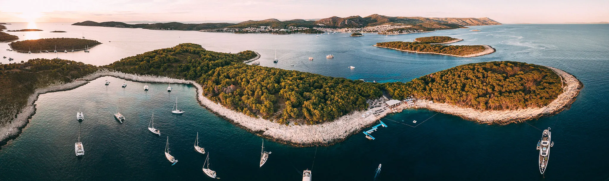 Private Yacht Party — Adriatic Night — anchored pano