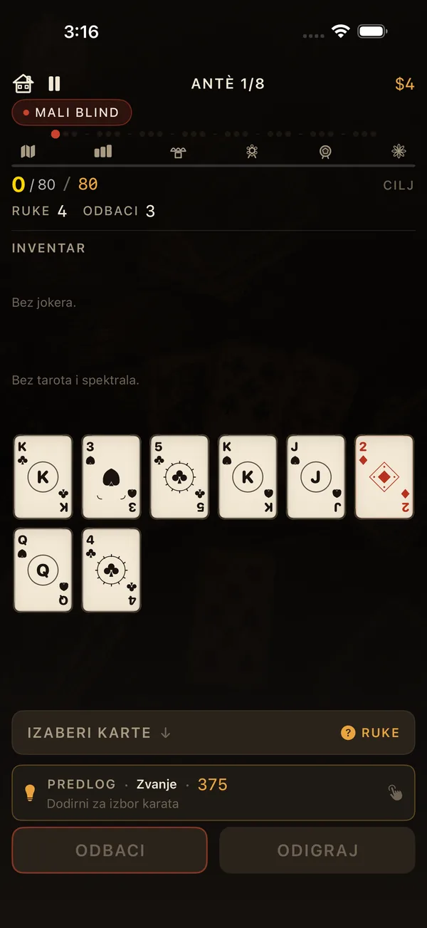 Scoring a poker hand during a run
