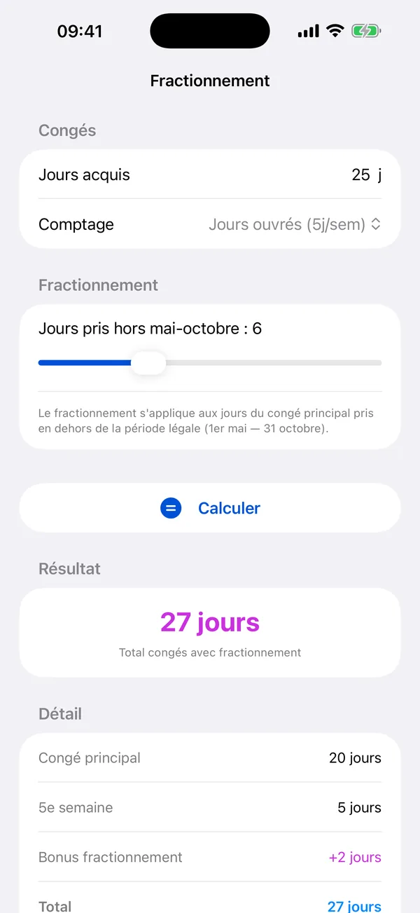 Working-days to open-days conversion screen