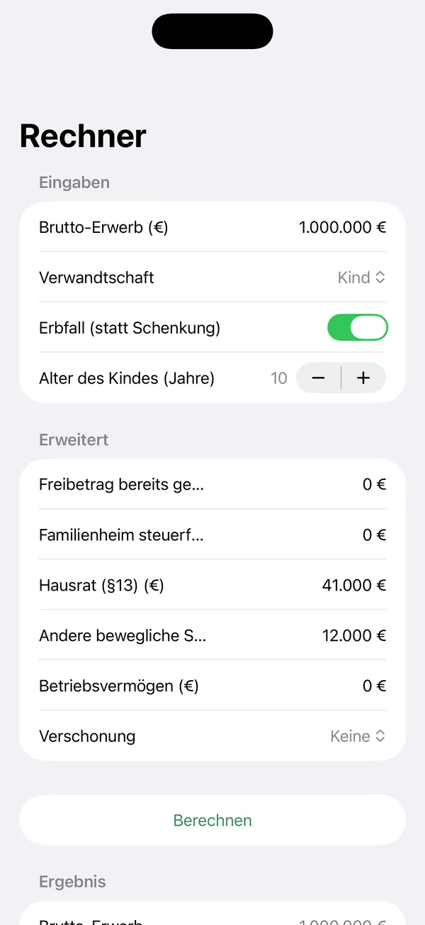 Personal allowances applied automatically under §16 ErbStG