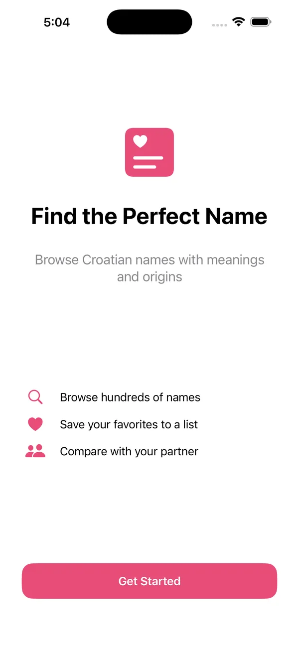 Main name generator screen with a tap-to-generate button