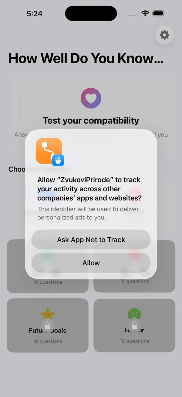 Answering a playful compatibility question on iPhone