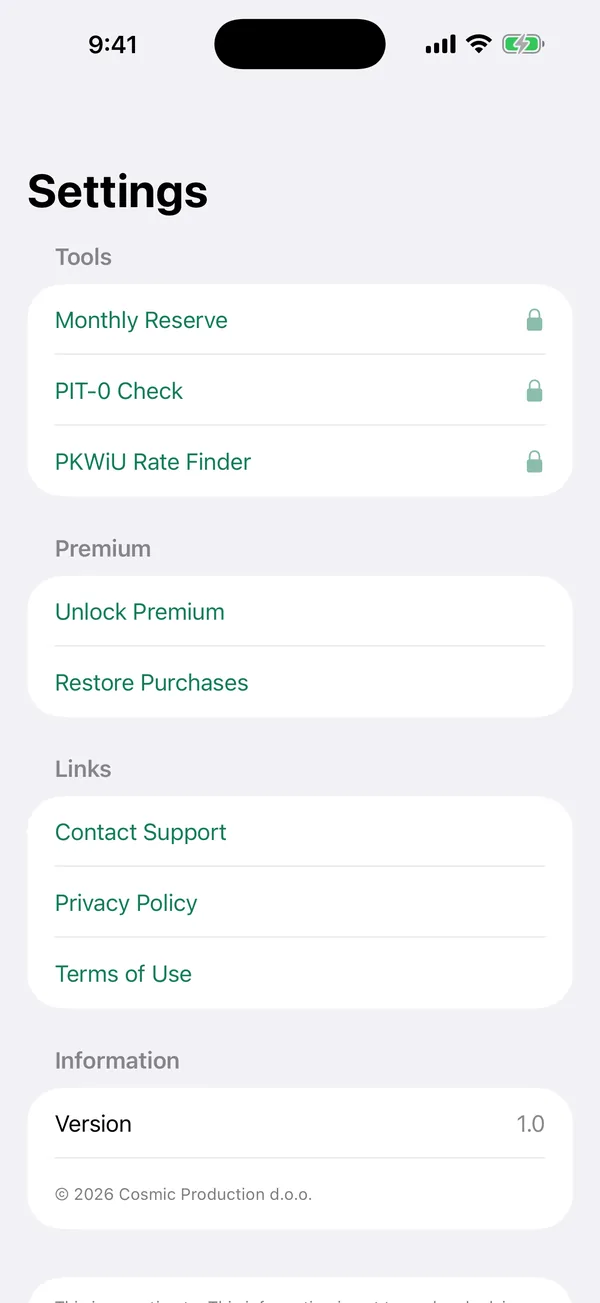Premium monthly reserve plan for PIT, health and ZUS