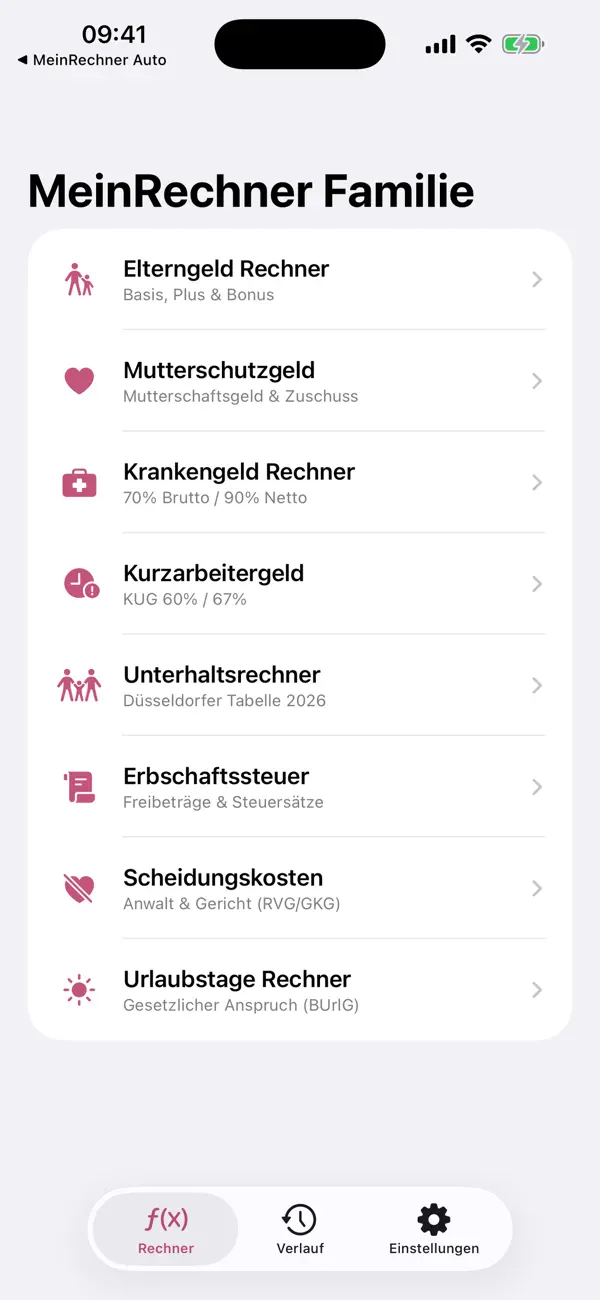 MeinRechner Family calculator home screen