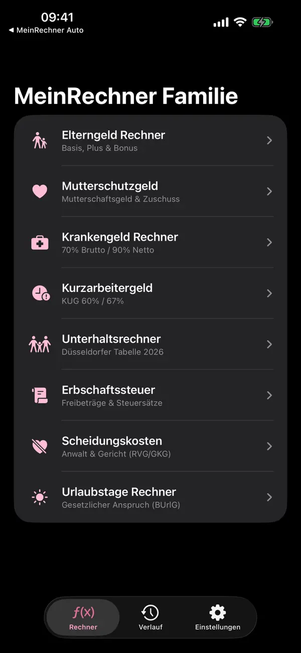 MeinRechner Family compare mode screen