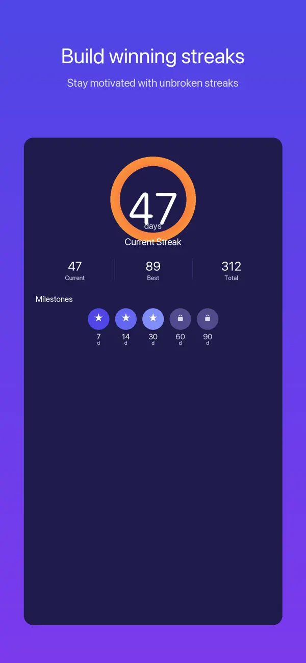 MojaNavika streak and stats screen