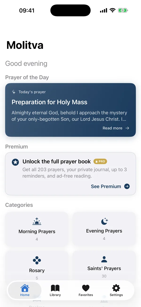 Molitva prayer library with morning and evening prayers