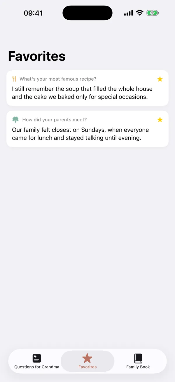 A PDF keepsake exported from saved answers