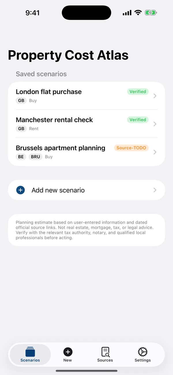 Property cost scenario with UK Stamp Duty Land Tax bands