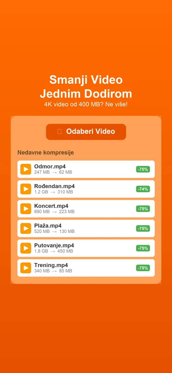 Smanji Video import screen