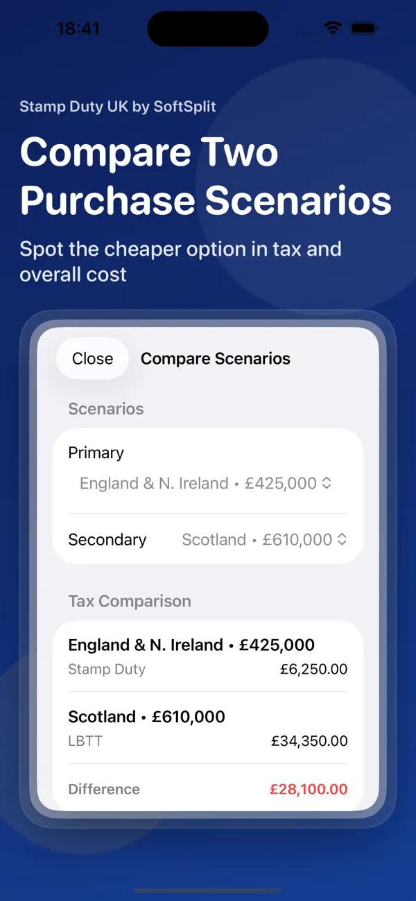 Stamp Duty UK saved history screen
