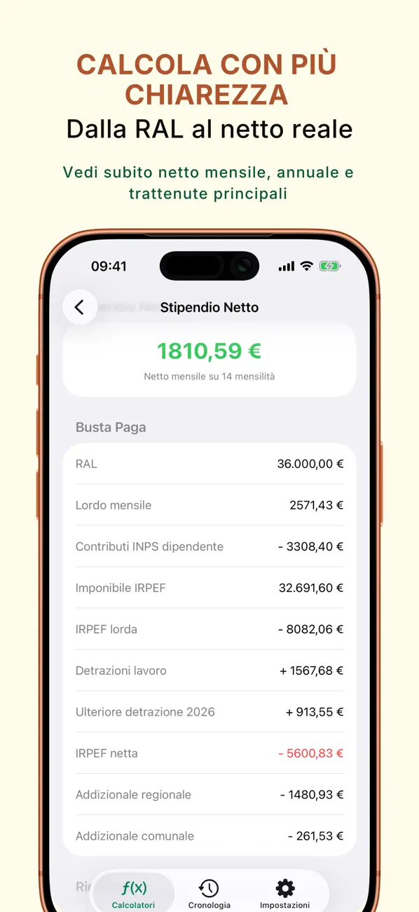 Stipendio Netto salary estimate screen