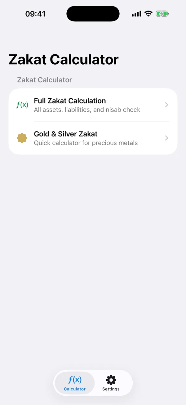 Saved zakat history with the final 2.5% amount due
