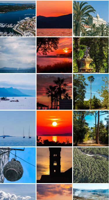 Instagram Feed full of photos in a Red Green Blue scheme - seascapes, sunsets, landscapes. Bright colorful photos - Ivan Boban @eevan.b